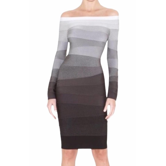 Robe Bandage Herve Leger 'Edita' - Coupe A-line Ombrée Bordeaux - Taille 1590 - Neuf Avec étiquettes